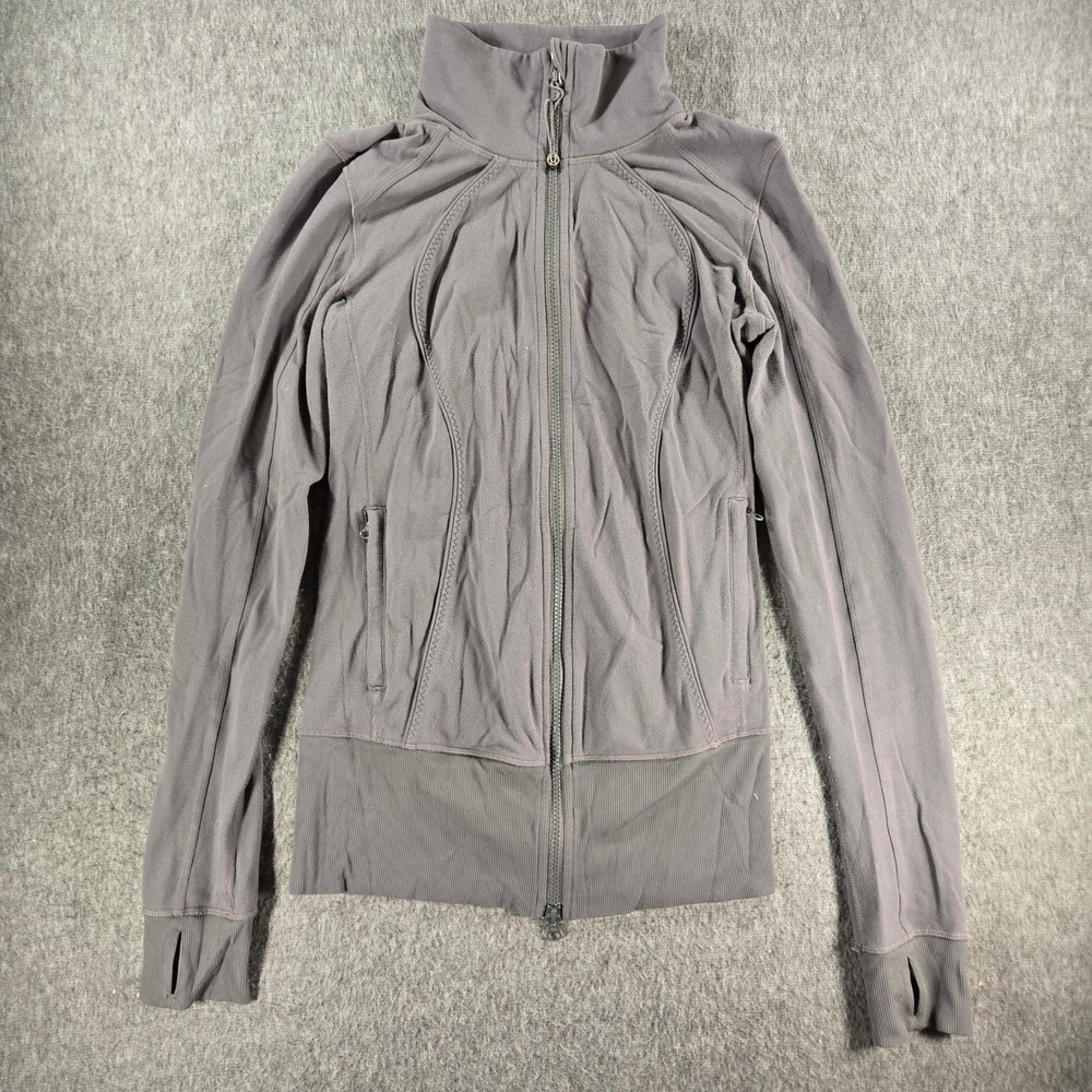 Lululemon Define Jacket Women 4 Gray Full Zip Thumbholes Mock Neck Athletic Yoga